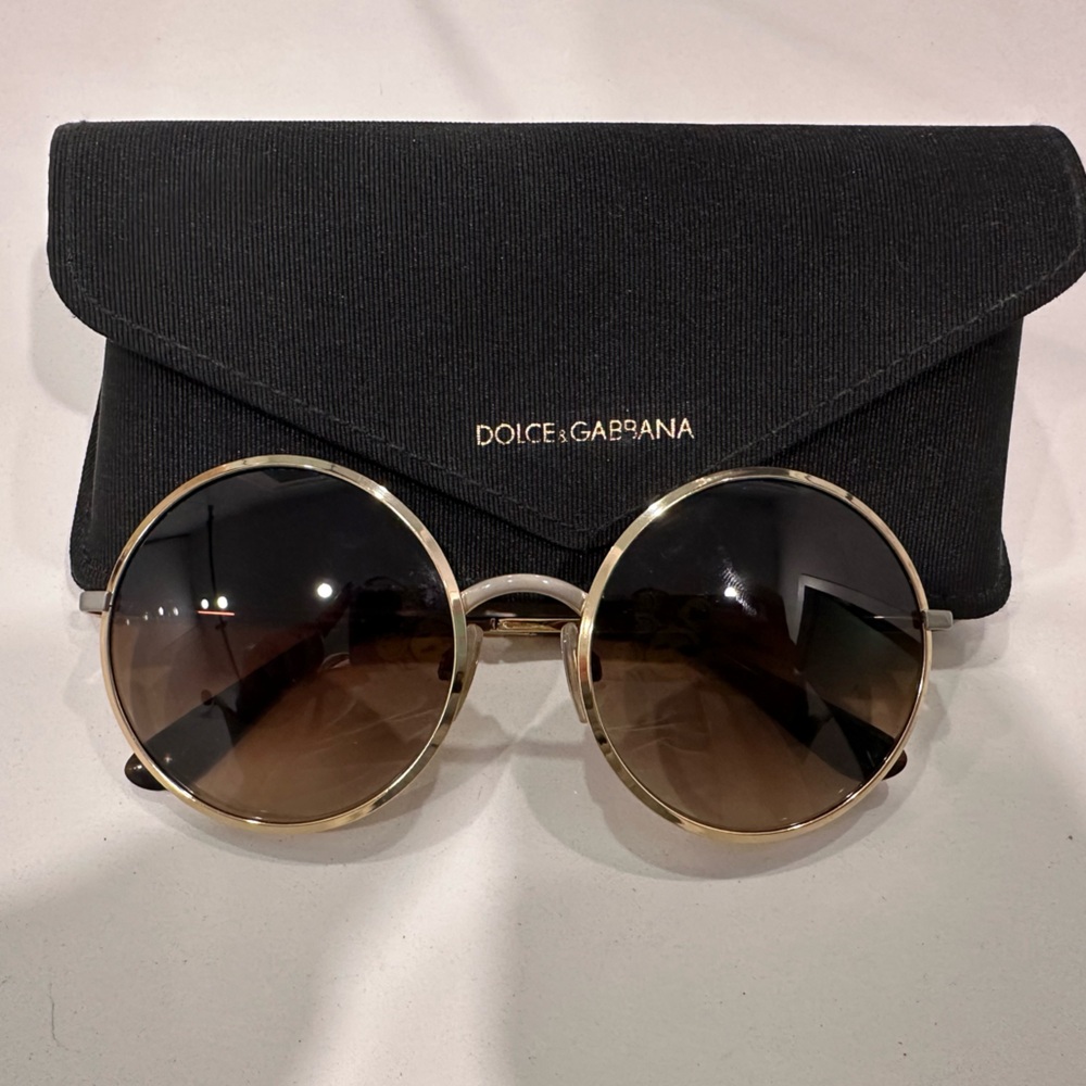 Dolce and Gabbana round gold frame sunglasses